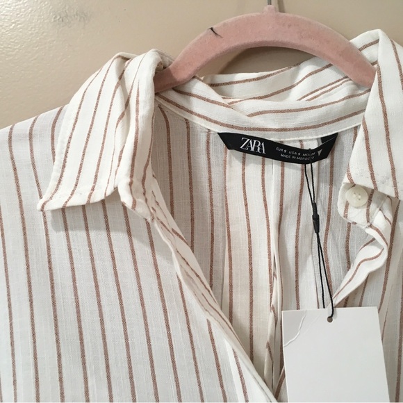 Zara Back Bow Striped Shirt Button Top Oversize White Women’s S New 8437/416 - Picture 10 of 10